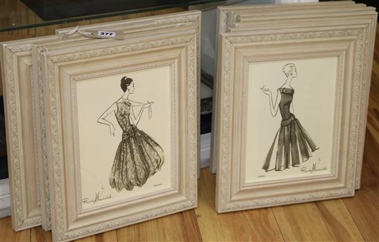 After Renee Marciel, set of 12 fashion plates, 24 x 19cm